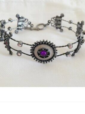 New Bohemia Floral Style Purple Lavender Crystal Flower Romantic Bracelet BR1256